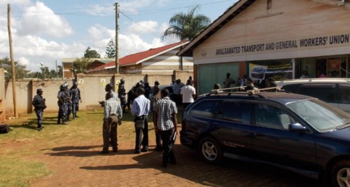 Police at ATGWU offices, Kampala